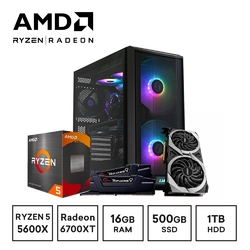 Gaming Express AMD Ryzen 5 CPU 5600X RX6700XT GPU Seagate FireCuda 510 500GB SSD +1TB Drive WIndows 10 Gaming PC