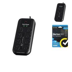 2x CyberPower 8 Port Surge Protector and 1x Norton 360 for Gamers (Digital)