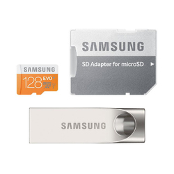 Samsung USB 3.0 Flash Drive BAR 128GB + EVO 128GB MicroSDXC Card+Adapter UHS