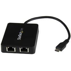 StarTech USB-C to Dual Gigabit Ethernet Adapter with USB-A Port