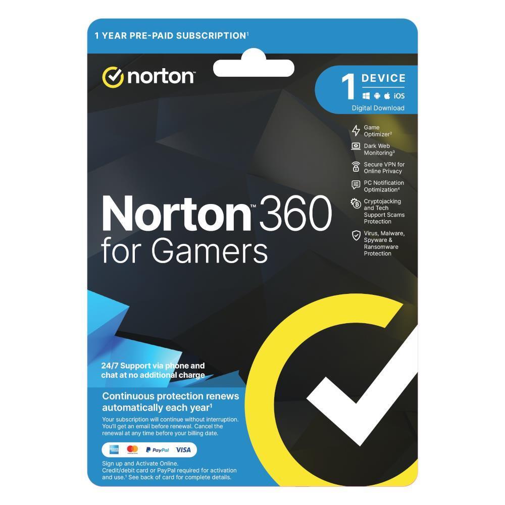 Norton 360 for Gamers 50GB Digital Download 1 User 1 Device