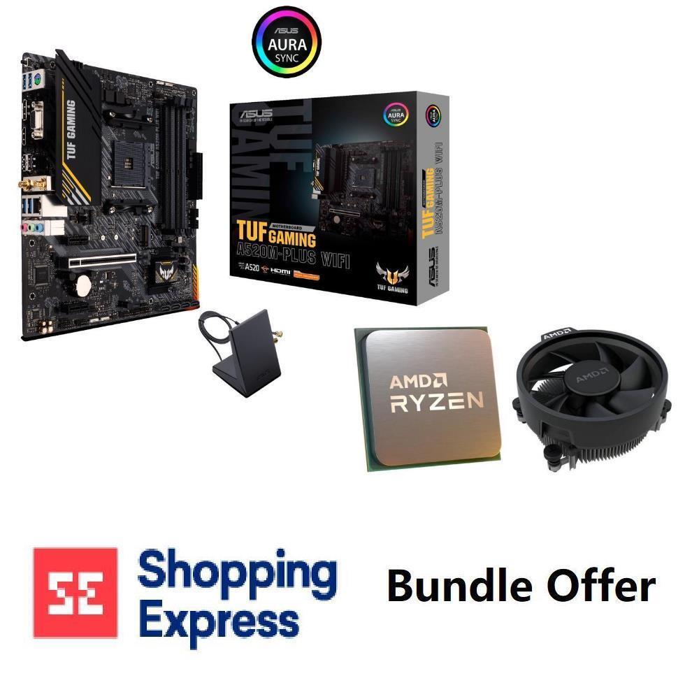 Bundle -- AMD Ryzen 5 3600 AM4 CPU OEM With Wraith Stealth Cooler & Asus TUF GAMING A520M-PLUS WIFI AM4 mATX Motherboard