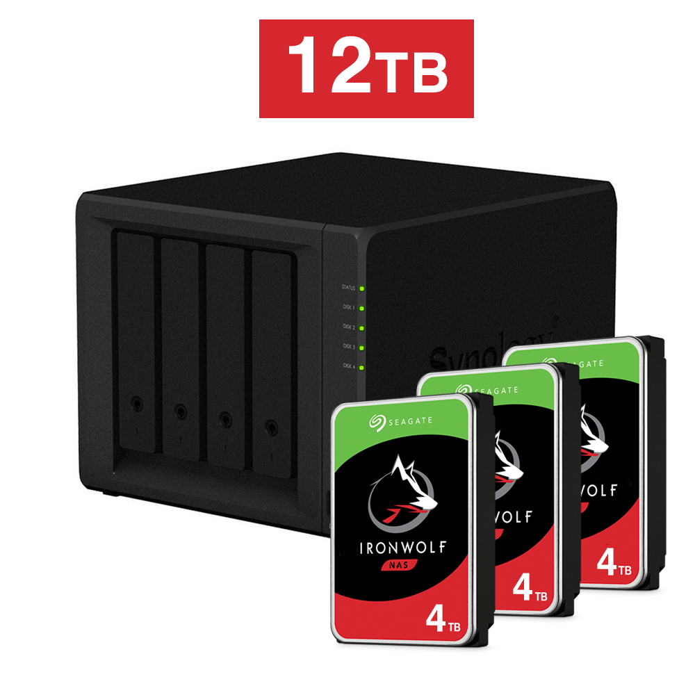 Synology DiskStation DS418 2GB NAS + 3x Seagate Ironwolf 4TB ST4000VN008 Drive Total 12TB