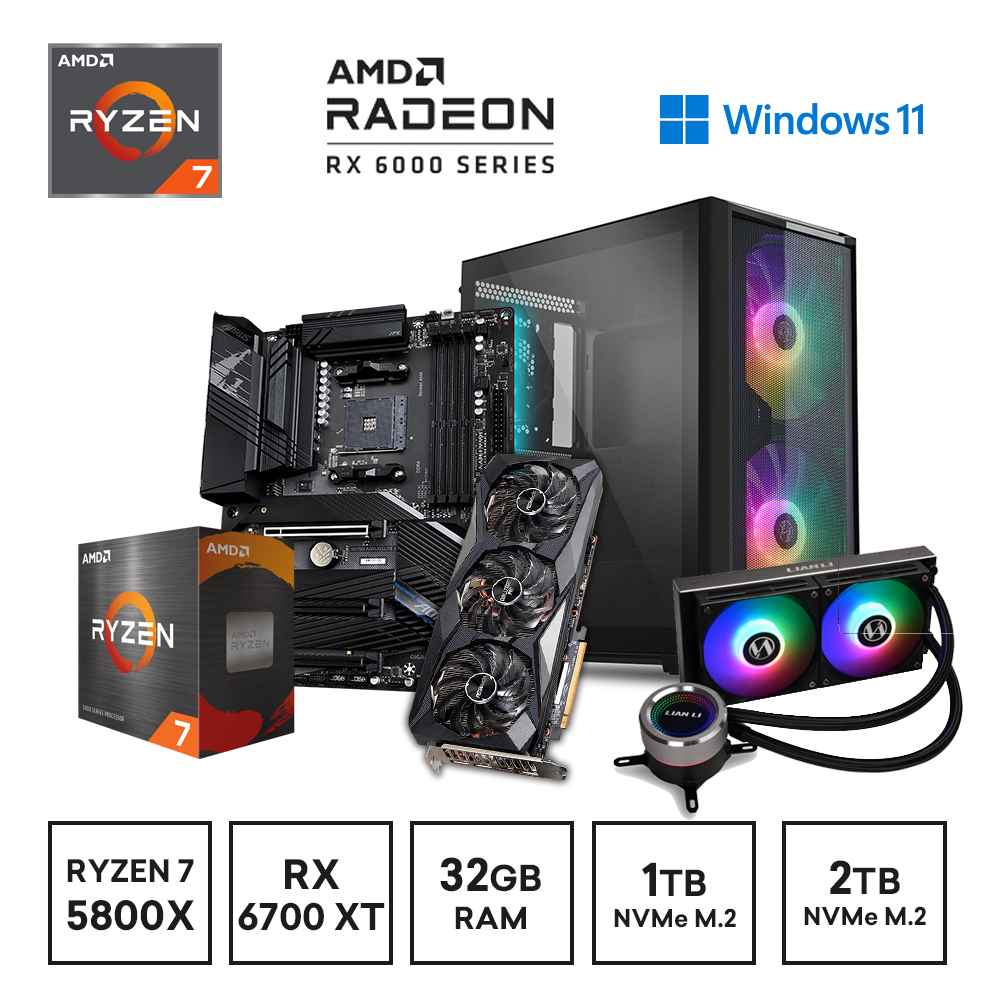 Gaming Express AMD Ryzen 5 5800X 6700XT 1TB+2TB SSD 32GB Ram Windows 11 ...