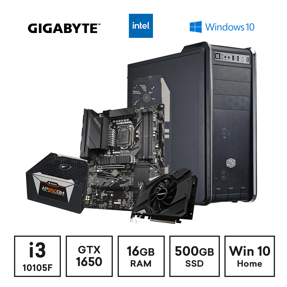 Intel Competitive Gamer AORUS i3-10105F 16GB RAM 500GB SSD GTX 1650 Gaming PC