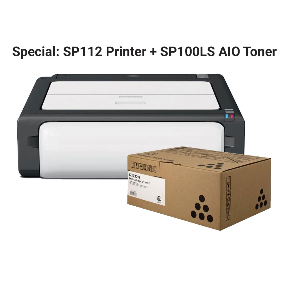 Ricoh SP112 Mono Laser Printer and Toner