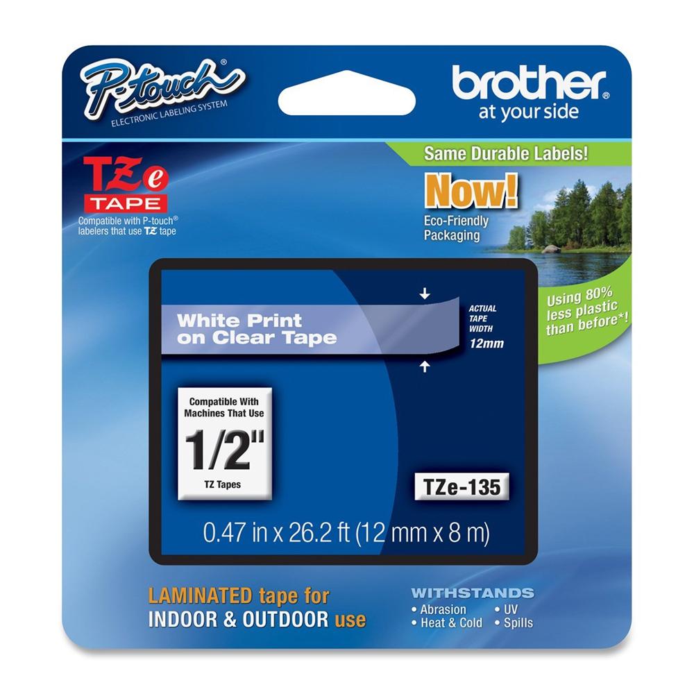 Brother TZe135 12mm White on Clear Laminated Tape TZe135 shopping express online Brother TZe135 12mm White on Clear Laminated Tape TZe135 shopping express online