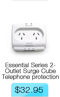 Belkin Essential Series 2-Outlet SurgeCube with Telephone protection 