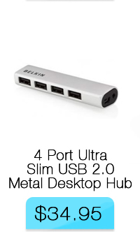 Belkin 4 Port Ultra Slim USB 2.0 Metal Desktop Hub