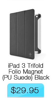 Belkin iPad 3 Trifold Folio Magnet (PU Suede) Black