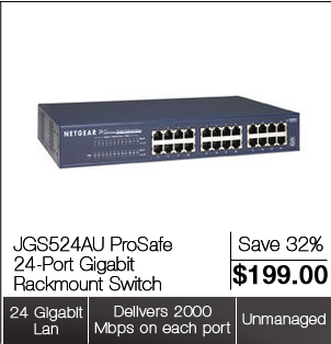 JGS524AU ProSafe 24-Port Gigabit Rackmount Switch