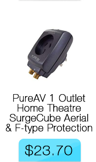 Belkin PureAv 1 Outlet Home Theatre SurgeCube with Aerial & F-type protection