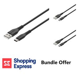 Bundle -- Blupeak 2.5m USB-C to USB-A Charge and Sync Black Cable (3-Pack)