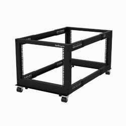 StarTech Black 8U Mobile Open Frame 19" Server Rack with 22-40" Adjustable Depth