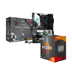 AMD Ryzen 5 5600X 4.6GHz AM4 CPU and Asrock X570 Steel Legend WiFi ax WiFi6 ATX Motherboard