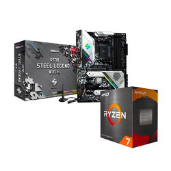 AMD Ryzen 7 5800X CPU and Asrock X570 Steel Legend WiFi ax AMD AM4 WiFi 6 ATX Motherboard
