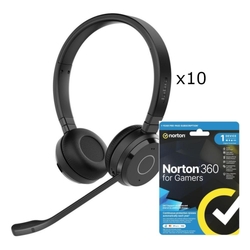 Bundle -- 10x Jabra Evolve 65 TE MS Stereo Wireles Headset with BT Dongle(USB-A) + Norton 360 50GB Digital Download