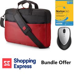 Bundle-HP 15.6" Duntone Briefcase Red Norton 360 3 Devices HP Envy Rechargeable Wirless Mouse