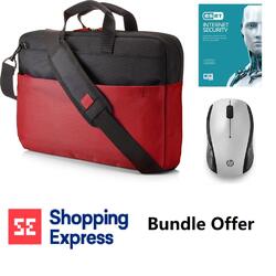 HP Bundle-HP 15.6" Duotone Red BriefCase Eset Internet Security 5 Devices HP Wireless Mouse