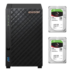 Bundle -- ASUSTOR AS1102TL Drivestor 2 Lite 2 Bay Diskless NAS + 2x Seagate IronWolf 8TB 3.5" NAS Internal Hard Drive