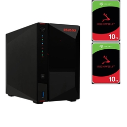 Bundle -- Asustor 2-BAY NAS(No Disk) + 2x Seagate IronWolf 10TB 7200 RPM 3.5" SATA NAS Hard Drive
