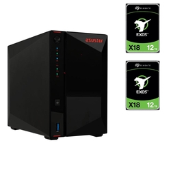 Bundle -- Asustor 2-BAY NAS(No Disk) + 2x Seagate Exos X18 12TB 7200 RPM 3.5" SATA Enterprise Hard Drive