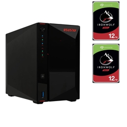 Bundle -- Asustor 2-BAY NAS(No Disk + 2x Seagate IronWolf 12TB 7200 RPM 3.5" SATA NAS Internal Hard Drive