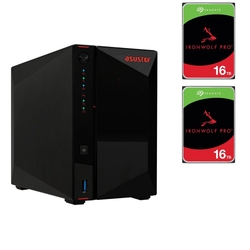 Bundle -- Asustor 2-BAY NAS(No Disk) + 2x Seagate IronWolf Pro 16TB 7200 RPM 3.5" SATA NAS Hard Drive