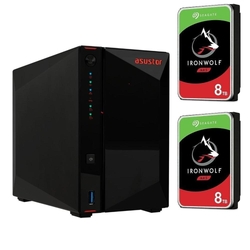 Bundle -- Asustor 2-BAY NAS(No Disk) + 2x Seagate IronWolf 8TB 7200 RPM 3.5" SATA NAS Internal Hard Drive