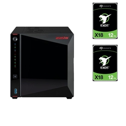 Bundle -- Asustor 4-BAY NAS(NO DISK) + 2x Seagate Exos X18 12TB 7200 RPM 3.5" SATA Enterprise Hard Drive