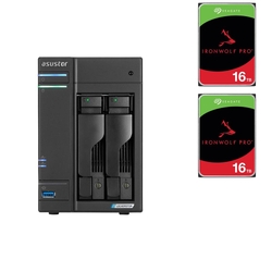 Bundle -- ASUSTOR AS6702T Lockerstor 2 Bay Diskless NAS + 2x Seagate IronWolf Pro 16TB 7200 RPM 3.5" SATA NAS Hard Drive