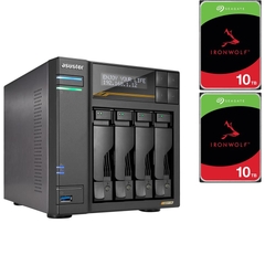 Bundle -- Asustor 4-BAY NAS (NO DISK) + 2x Seagate IronWolf 10TB 7200 RPM 3.5" SATA NAS Hard Drive