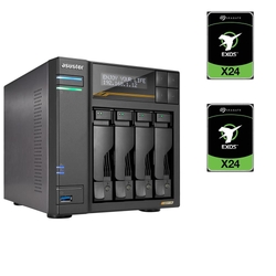 Bundle -- Asustor 4-BAY NAS (NO DISK) + 2x Seagate Exos X24 24TB 7200 RPM 3.5" SATA Enterprise Hard Drive