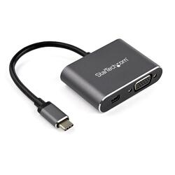 StarTech 2-in-1 USB-C to DisplayPort and VGA Adapter Converter M/F 4K HDR Black
