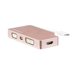 StarTech Rose Gold Aluminum USB-C to VGA DVI HDMI or Mini-DisplayPort Video Adapter