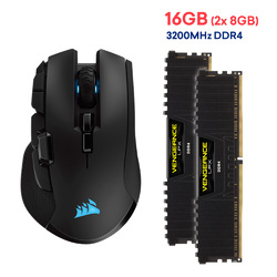 Corsair IRONCLAW RGB WIRELESS Gaming Mouse and Vengeance LPX 16GB 3200Mhz DDR4 Desktop Ram
