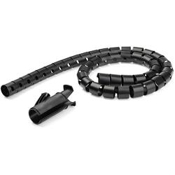 StarTech 2.5m Cable Management Flexible Spiral Sleeve 25mm Diameter Black with Cable Loading Tool
