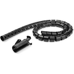 StarTech 1.5m Cable Management Flexible Spiral Sleeve 45mm Diameter Black with Cable Loading Tool