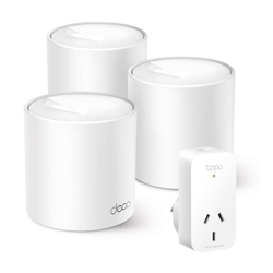 Bundle -- TP-Link Deco X1500 (3 Pack) AX1500 Mesh Wi-Fi System + TP-Link Tapo P100 Mini Smart Wi-Fi Socket