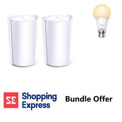 Bundle -- TP-Link Deco X90 AX6600 WiFi-6 Whole Home Mesh Wi-Fi System (2 pack) + TP-Link Tapo L510B Smart Wi-Fi Dimmable Light Bulb B22 Socket
