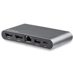 StarTech 1x Gbe 2x USB-A 4K Dual Monitor DisplayPort USB-C Laptop Docking Station with 100W Power Delivery