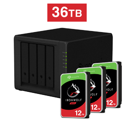 Synology DiskStation DS418 2GB NAS + 3x Seagate Ironwolf 12TB ST12000VN0008 Drive Total 36TB