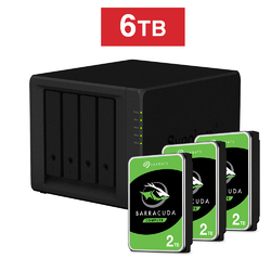 Synology DiskStation DS418 2GB NAS + 3x Seagate BarraCuda 2TB ST2000DM008 Drive Total 6TB