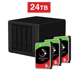 Synology DiskStation DS418 2GB NAS + 3x Seagate Ironwolf 8TB ST8000VN004 Drive Total 24TB