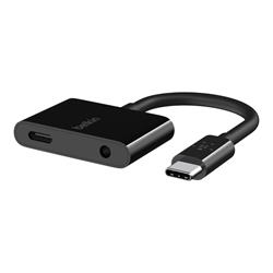 Belkin Rockstar USB-C to 3.5mm Audio and USB-C Charge Black Adapter
