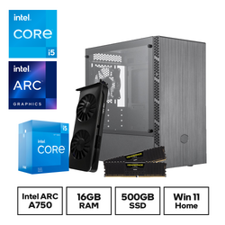 Gaming Express Intel i5 12400F Arc A750 16GB Ram 500GB SSD Win 11 Home Mini Tower Gaming PC