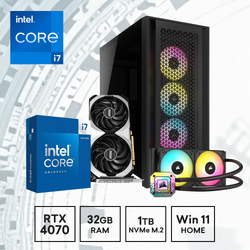 Gaming Express Intel i7 14700KF RTX4070 Ventus 2X 32GB Ram 1TB 850W RGB Fans Win11 Home Gaming PC