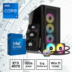 Gaming Express Intel i7 14700K RTX4070 32GB Ram 1TB 750W RGB Fans Win11 Home Gaming PC
