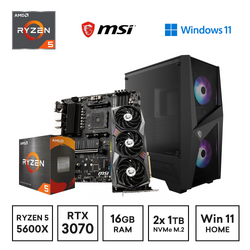 Gaming Express AMD Ryzen 5 5600X RTX3070 16GB Ram 1TB NVMe SSD 1TB SSD Win11 Home B550M Gaming PC