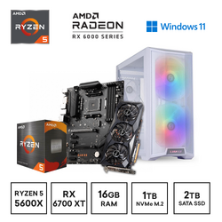 Gaming Express AMD Ryzen 5 5600X RX6700XT 1TB SSD 2TB HDD Windows 11 RGB Gaming PC